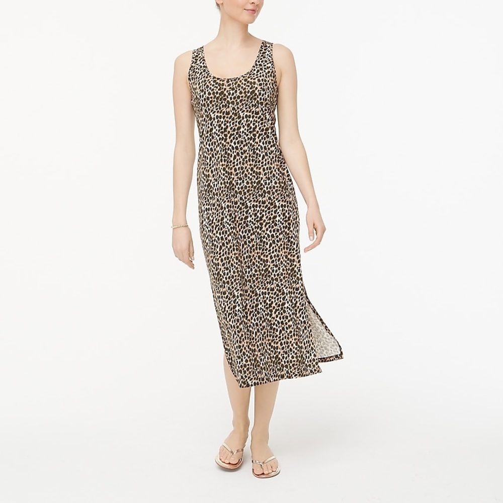 J Crew Animal-print sleeveless knit midi dress